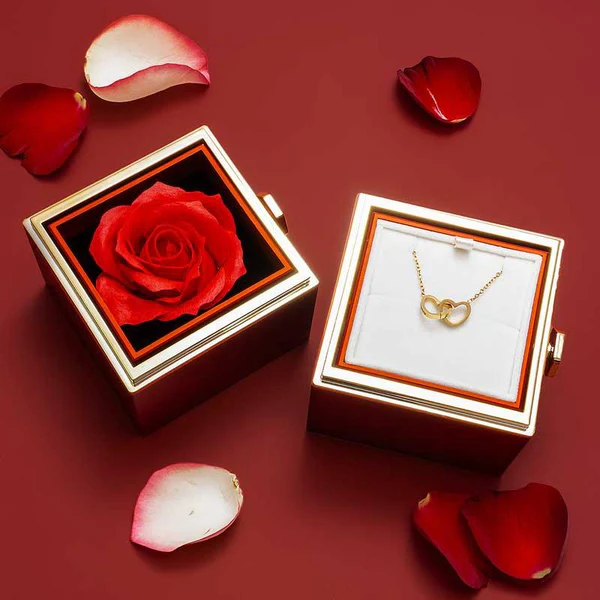 Coffret Saint Valentin® - Bijoux Gravés et Roses Éternelles