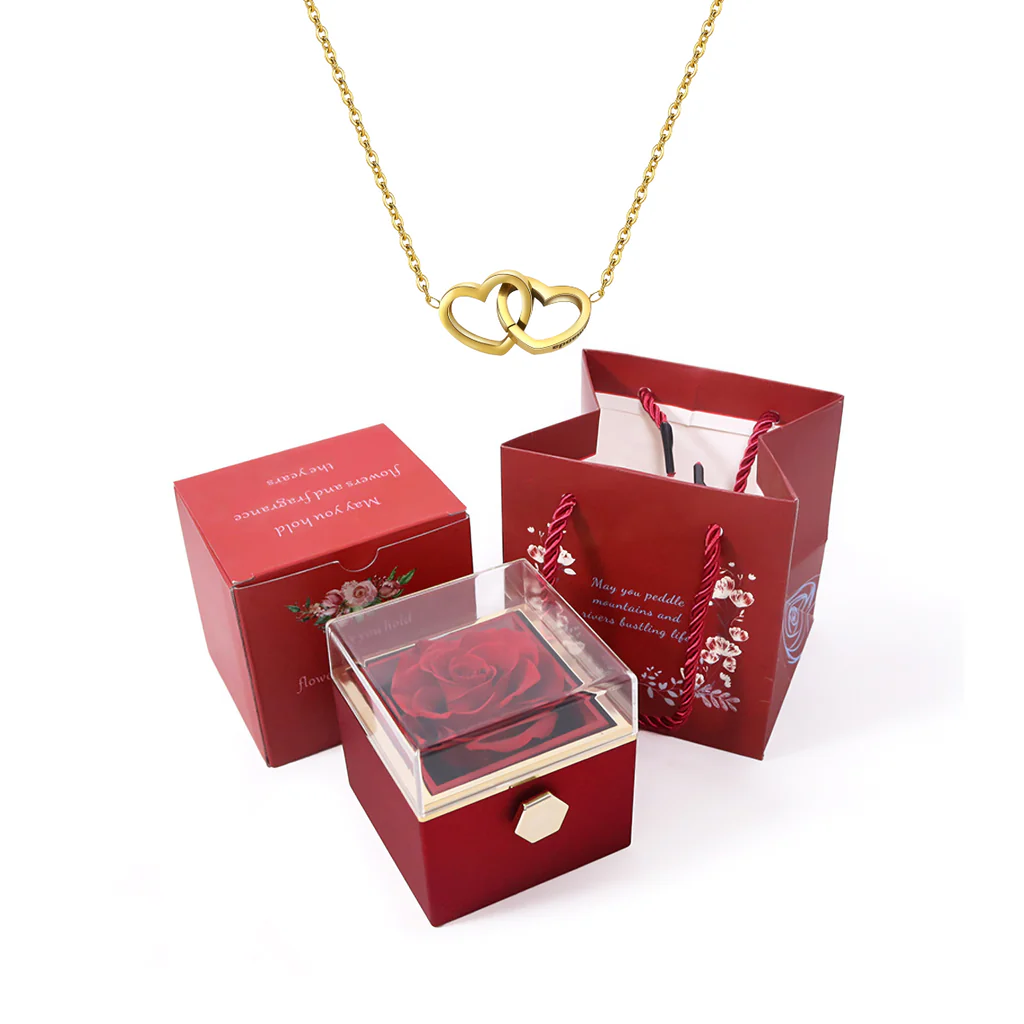 Coffret Saint Valentin® - Bijoux Gravés et Roses Éternelles