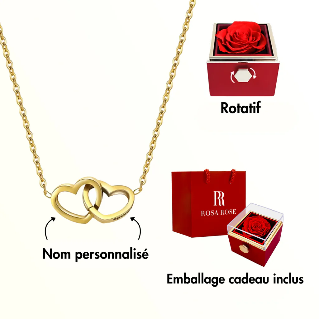 Coffret Saint Valentin® - Bijoux Gravés et Roses Éternelles